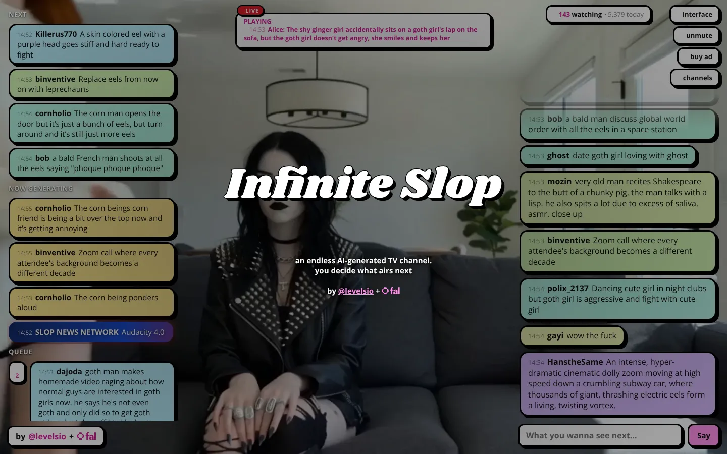 Screenshot of the Infinite Slop homepage