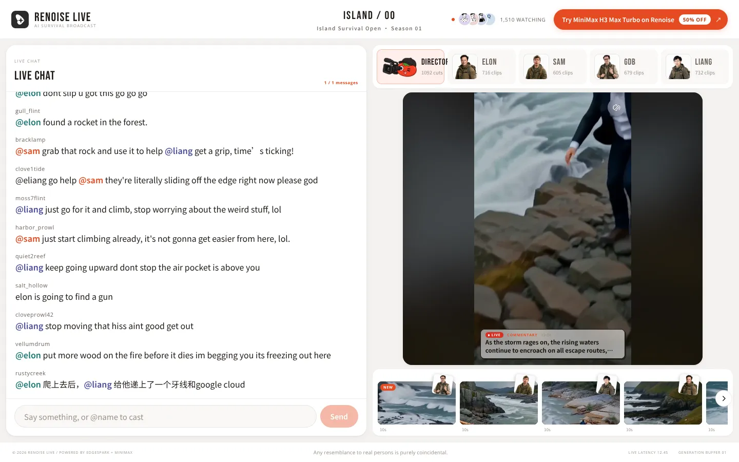 Screenshot of the Renoise Live homepage