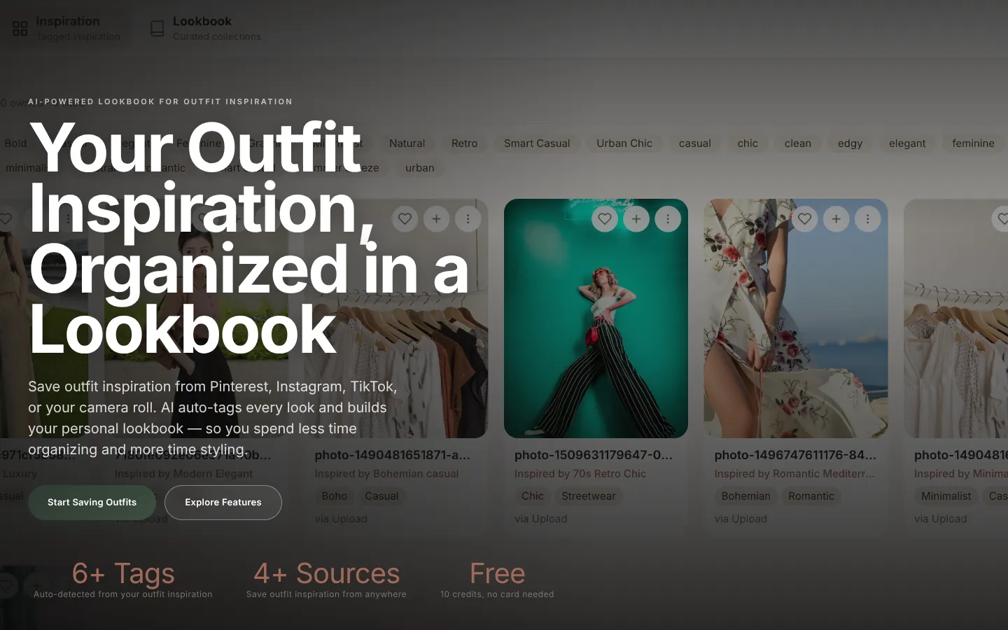 Screenshot of the Outfity homepage