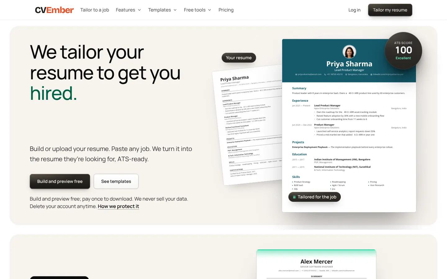 Screenshot of the CVEmber homepage