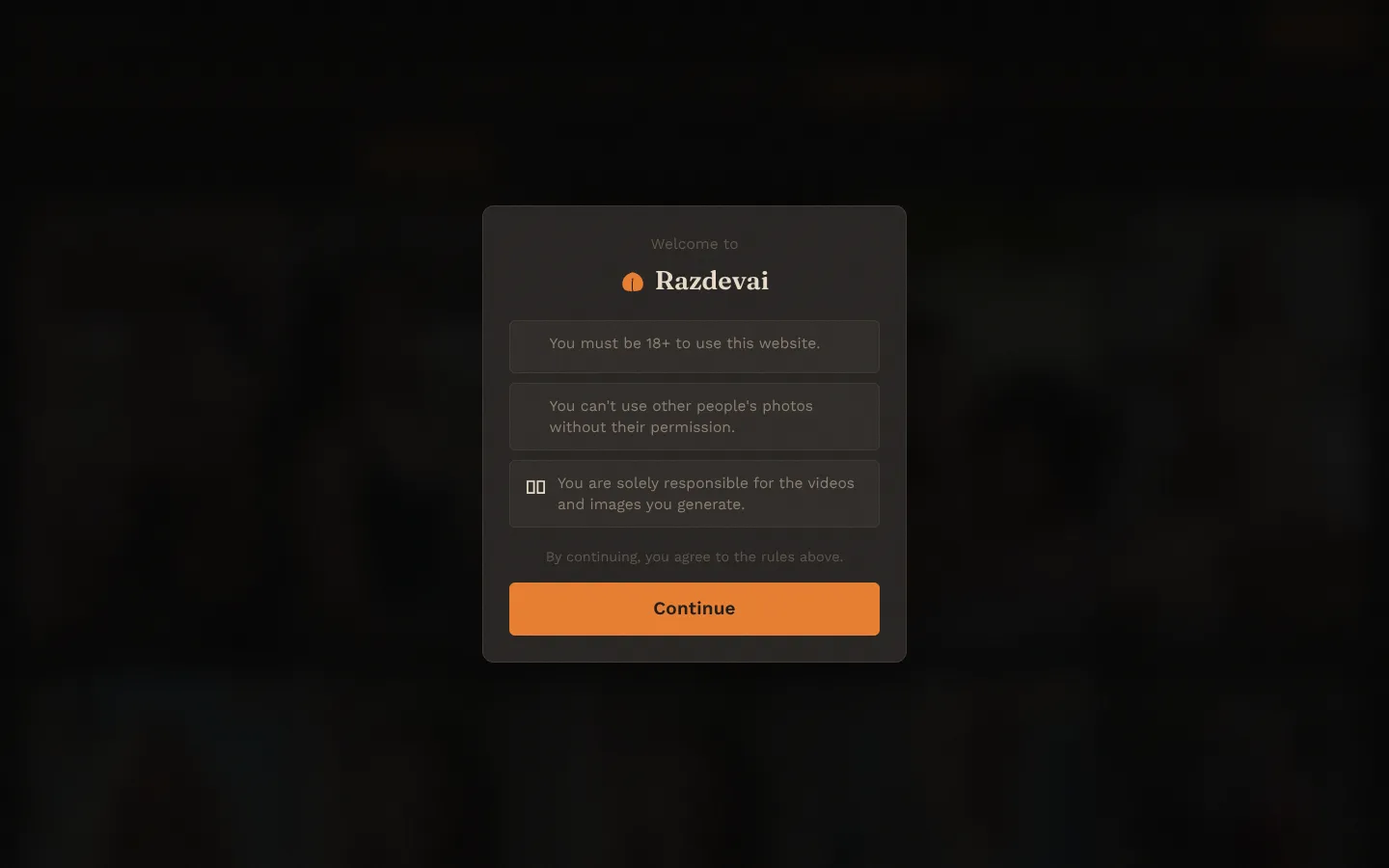 Screenshot of the Razdevai homepage