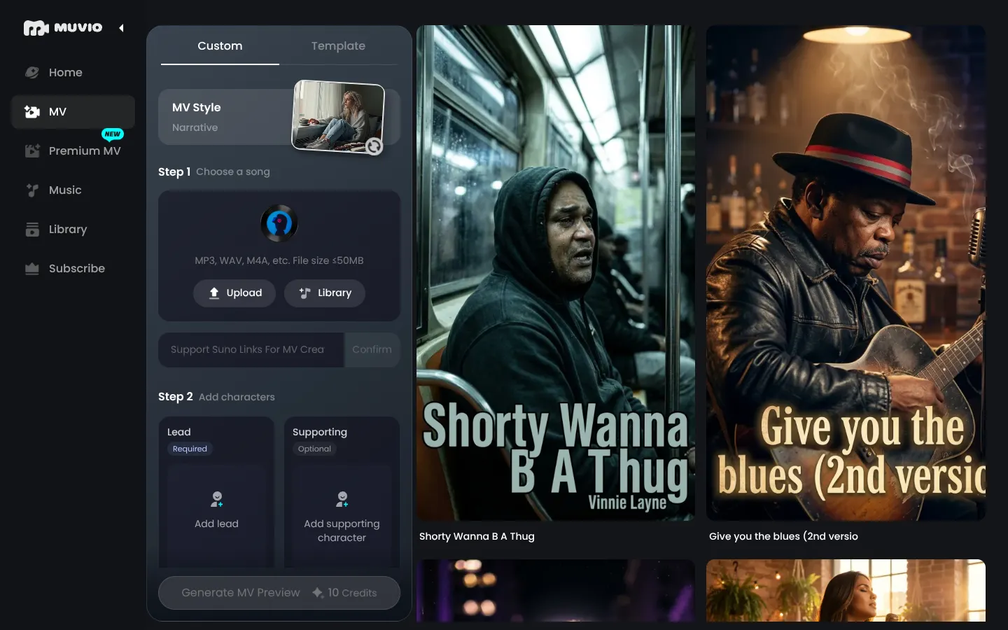 Screenshot of the AI Music Video Generator homepage