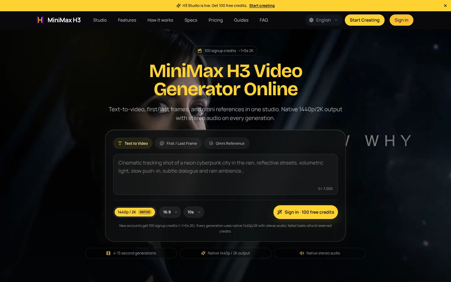 Screenshot of the minimaxh3 homepage
