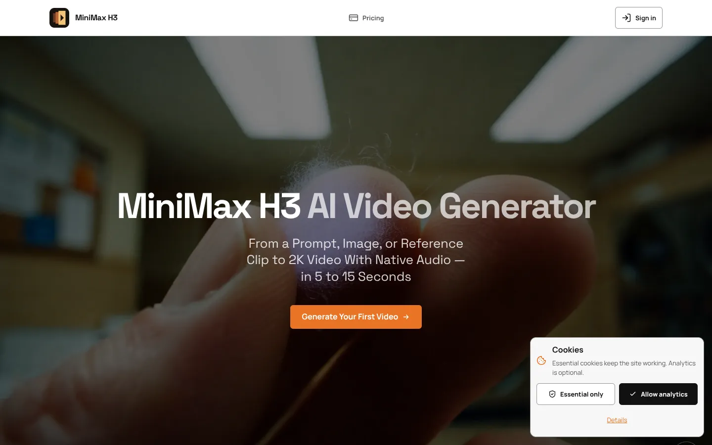 Screenshot of the MiniMax H3 homepage