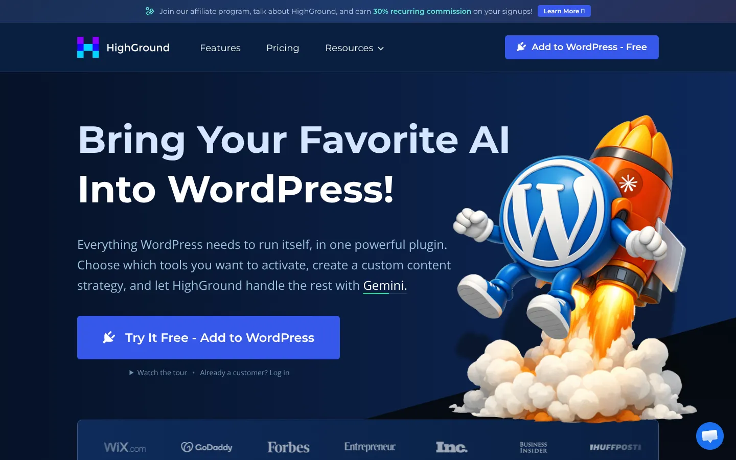 Screenshot of the High Ground homepage