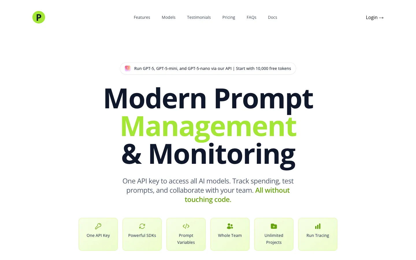 Screenshot of the PromptGround homepage
