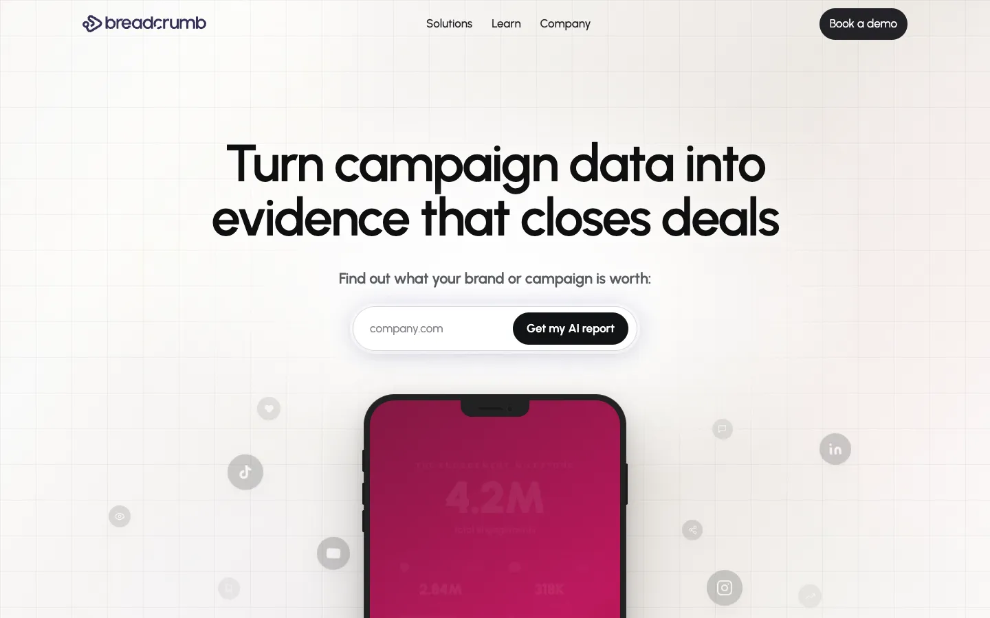 Screenshot of the Breadcrumb.ai homepage