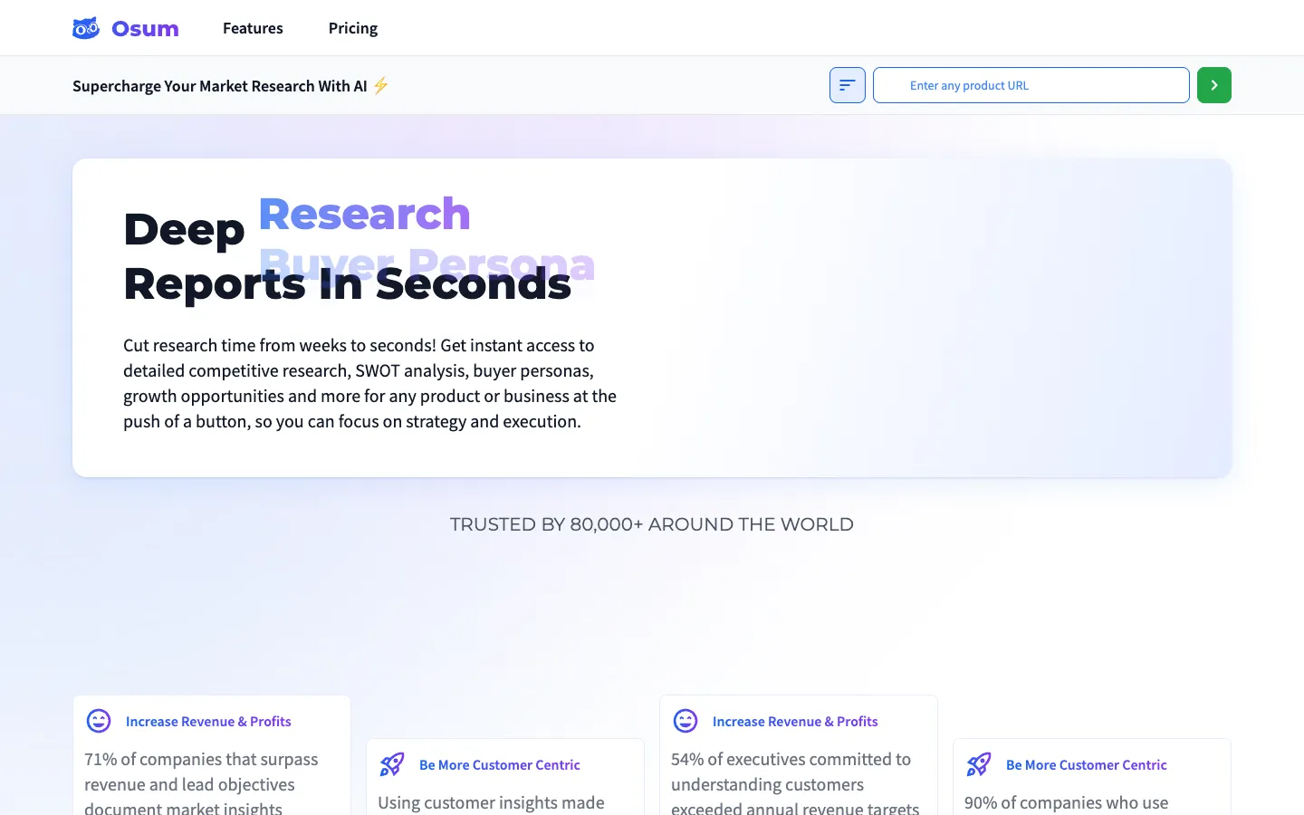 Screenshot of the Osum.com homepage