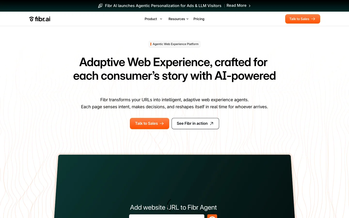 Screenshot of the fibr.ai homepage