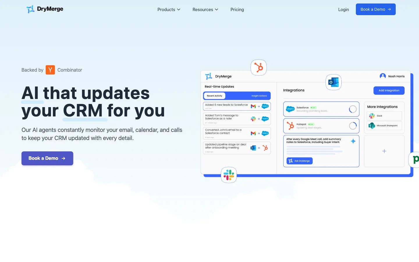 Screenshot of the DryMerge homepage
