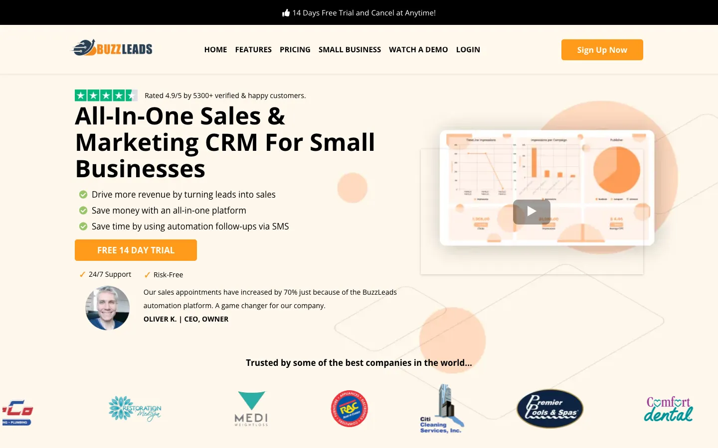 Screenshot of the buzzleads.io homepage