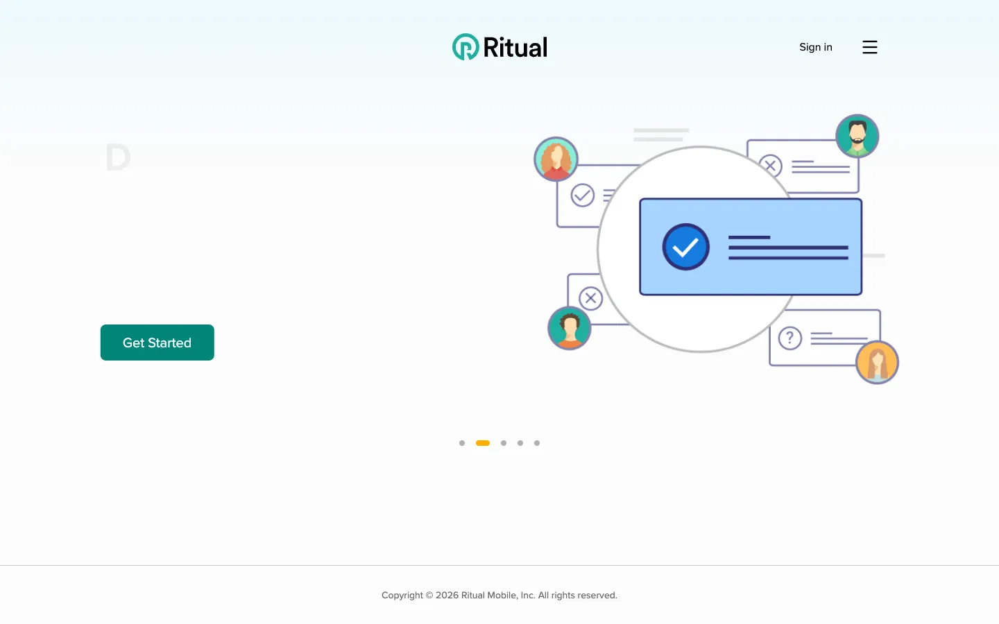 Screenshot of the Ritual homepage
