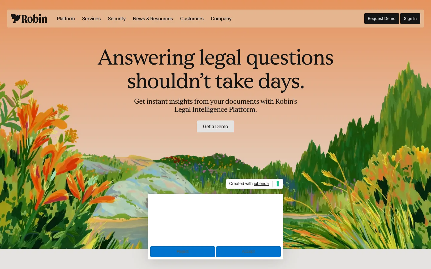 Screenshot of the robinai.com homepage