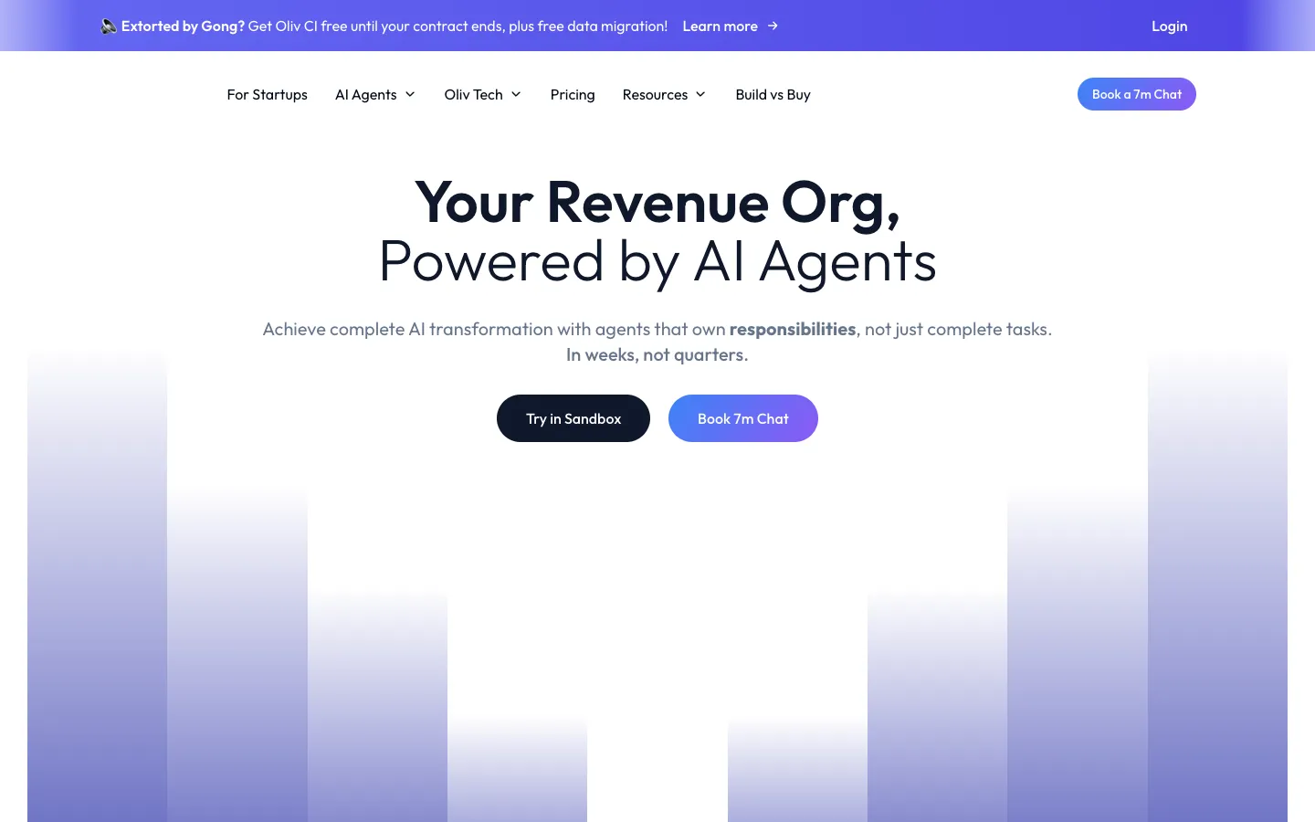 Screenshot of the Oliv AI - Your Sales Companion homepage