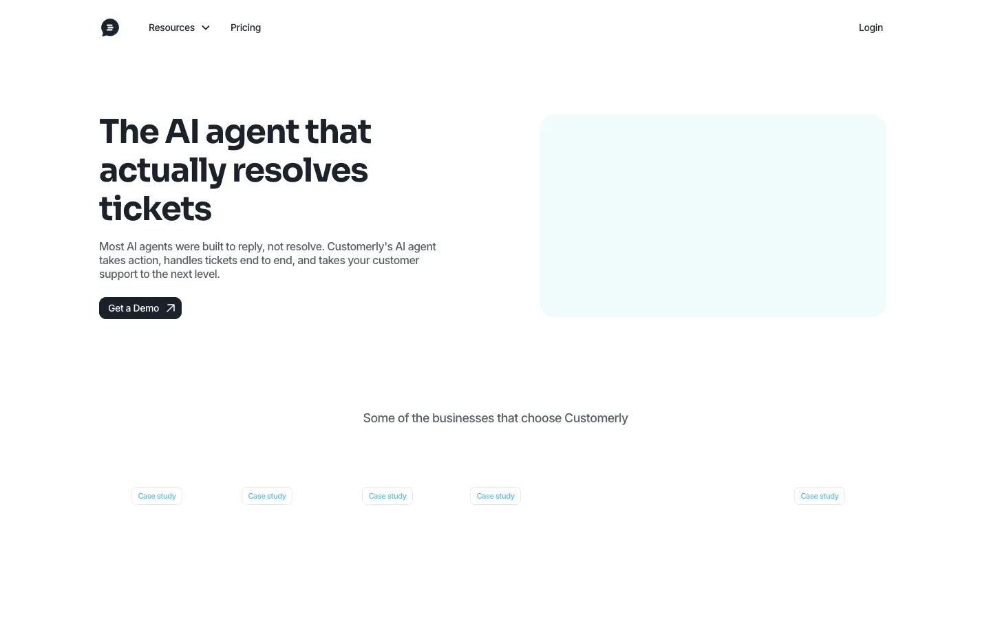 Screenshot of the Customerly Aura homepage
