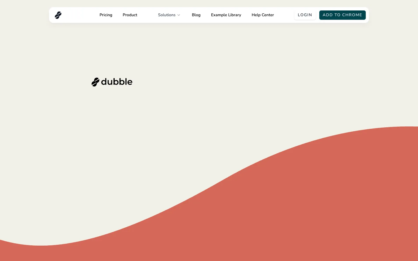 Screenshot of the Dubble homepage