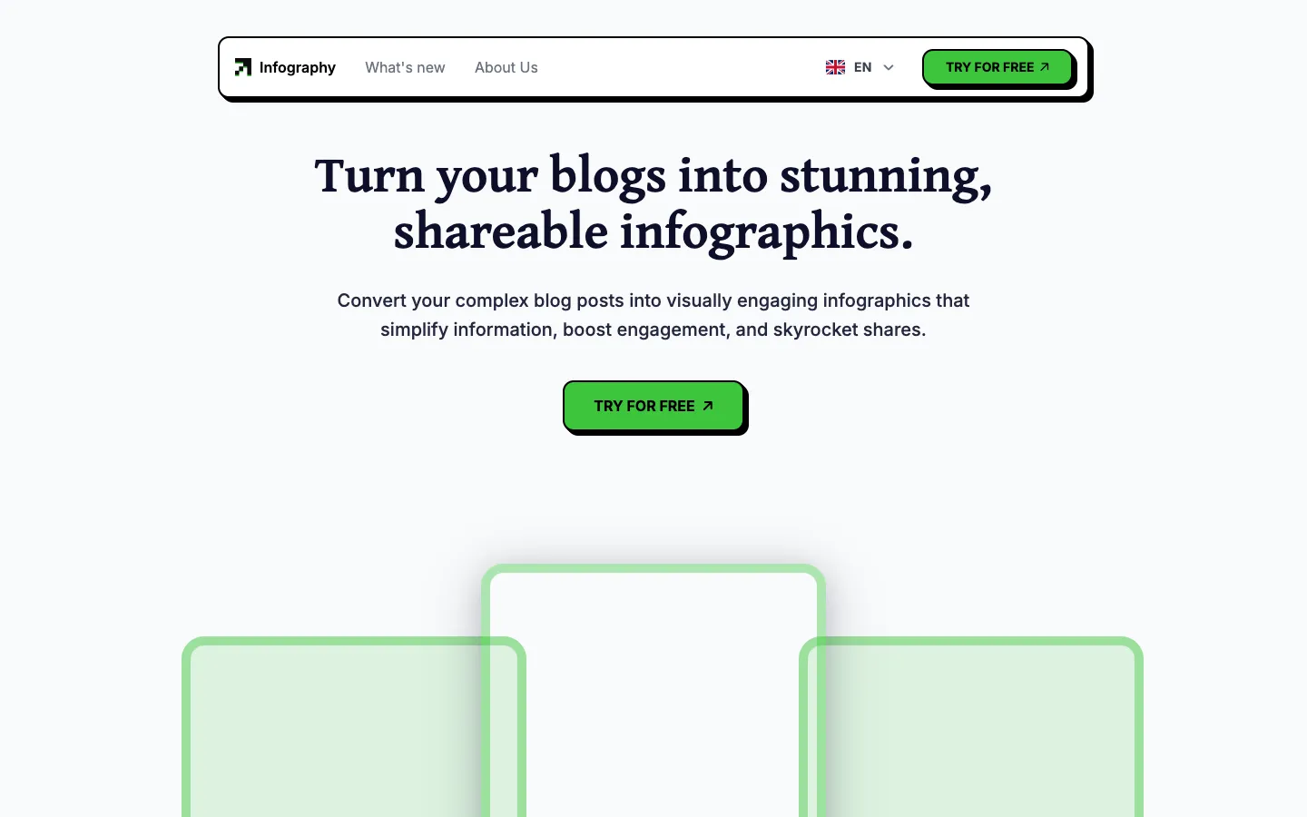 Screenshot of the Infography homepage