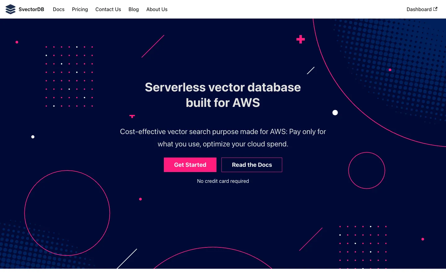 Screenshot of the SvectorDB homepage