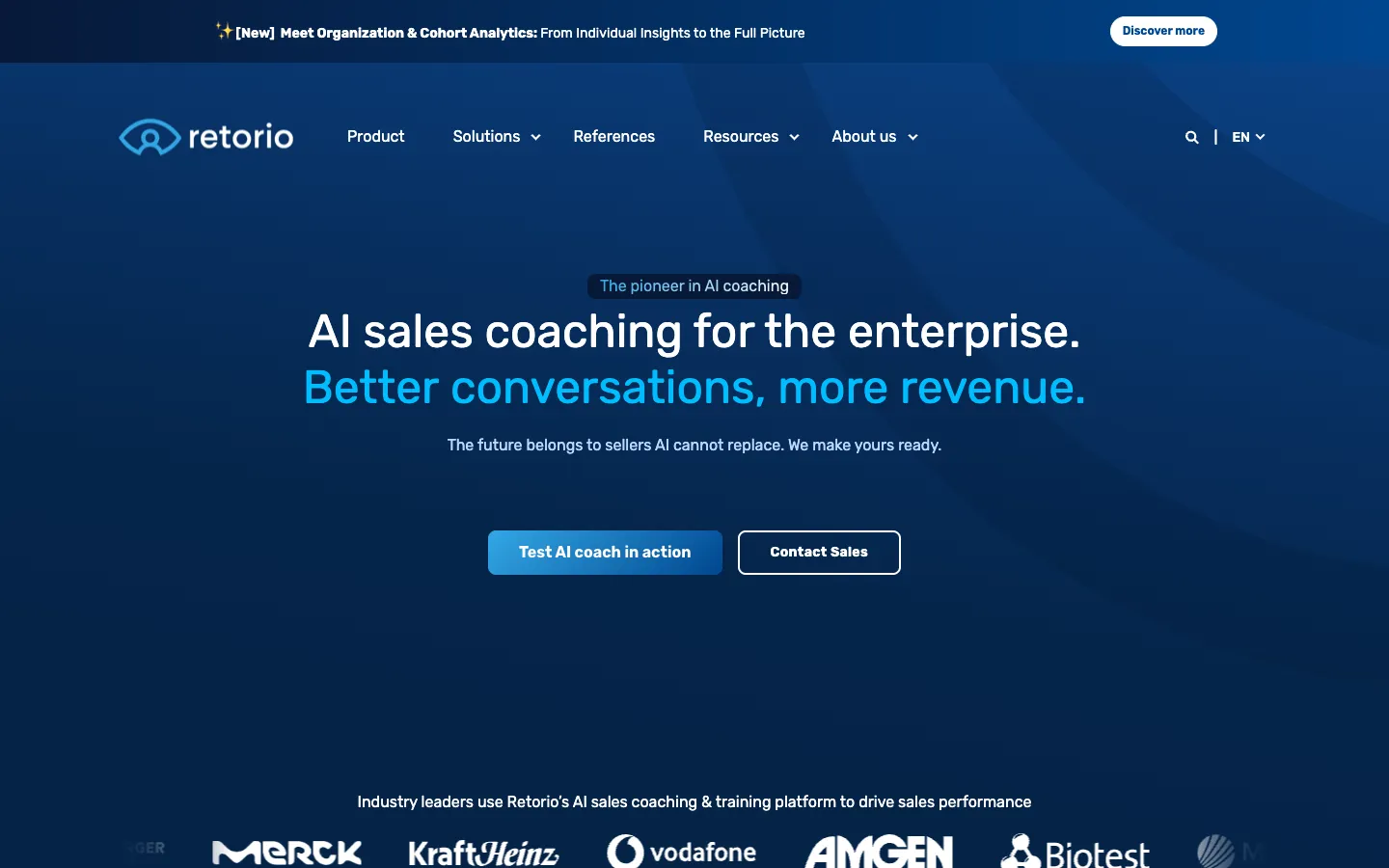Screenshot of the retorio.com homepage