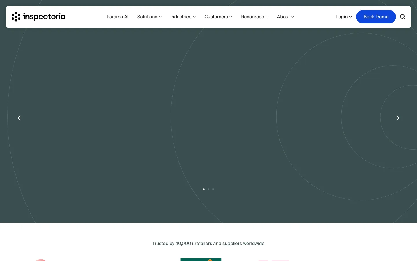 Screenshot of the inspectorio.com homepage