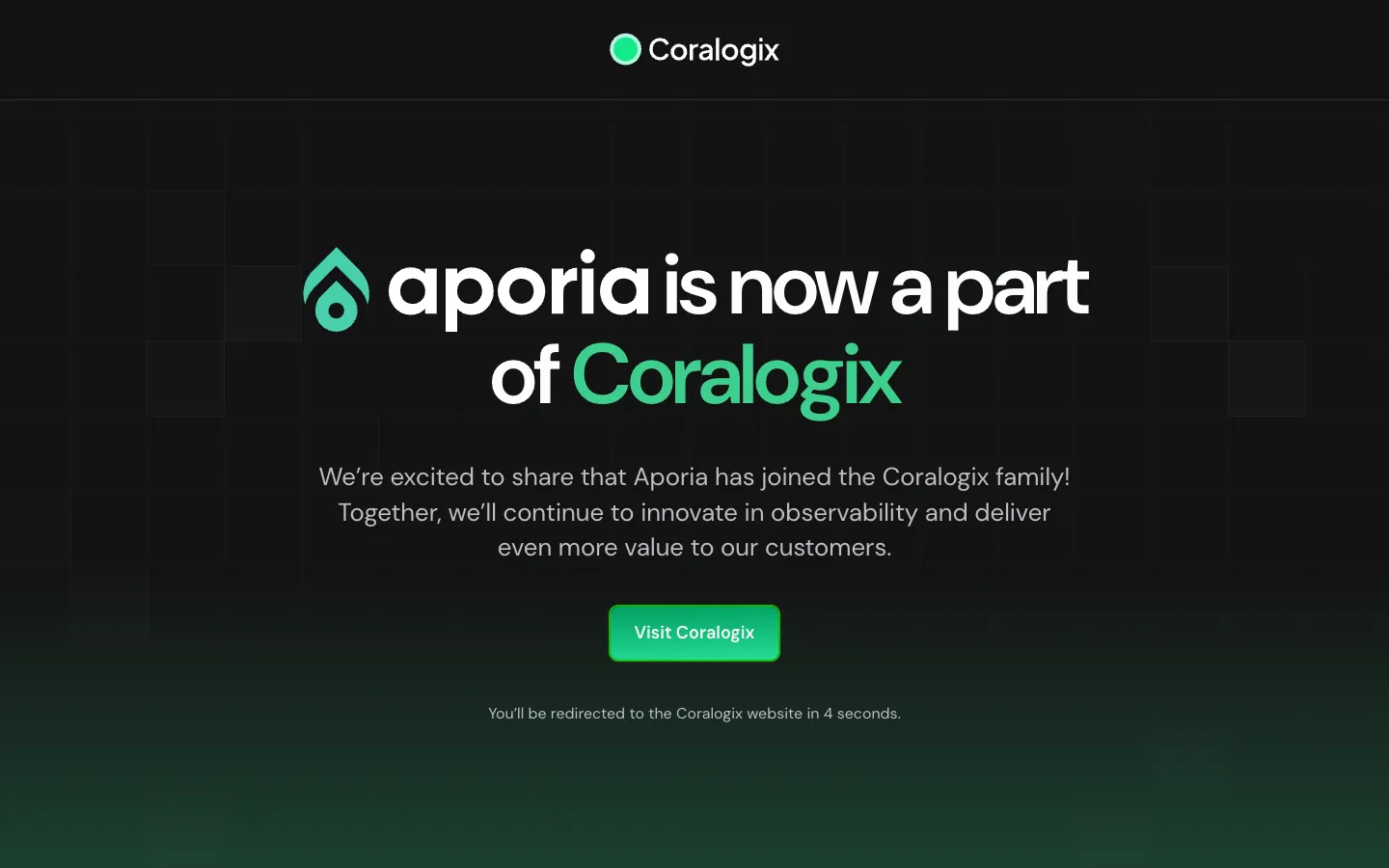Screenshot of the aporia.com homepage