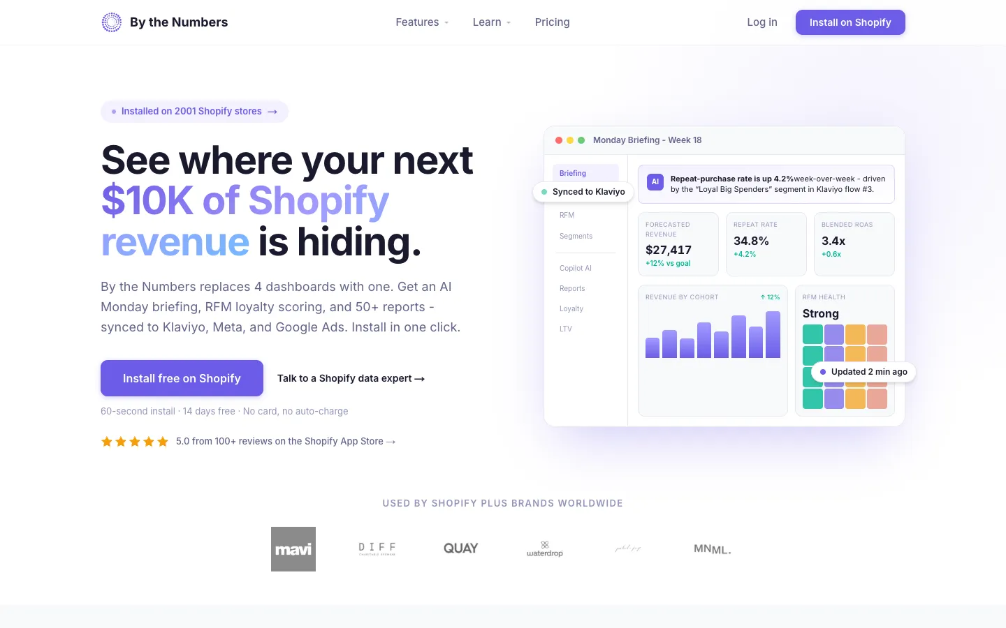 Screenshot of the bythenumbersapp.com homepage