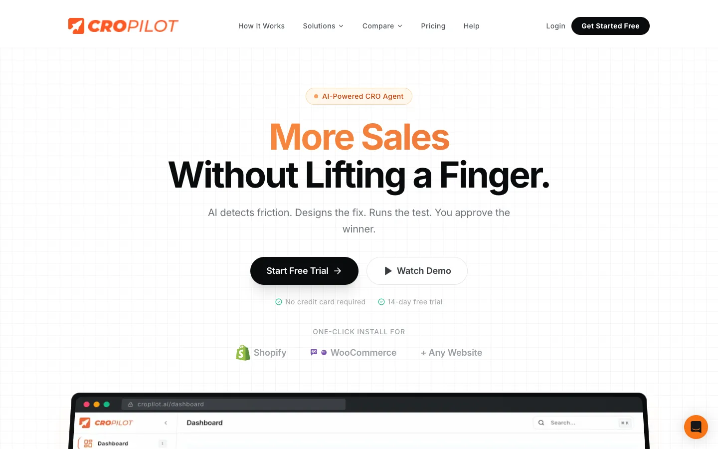 Screenshot of the Cropilot homepage