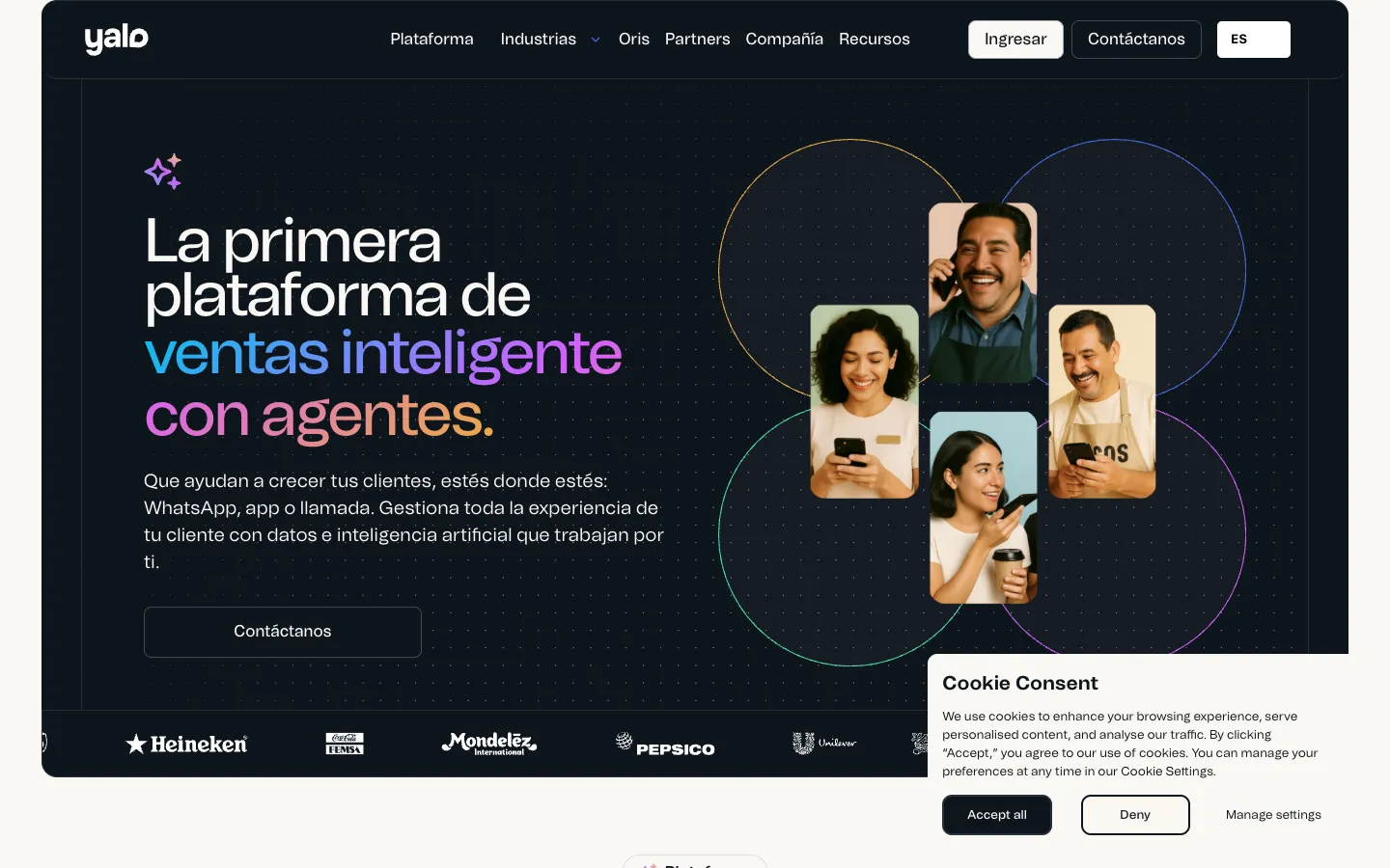 Screenshot of the yalo.ai homepage