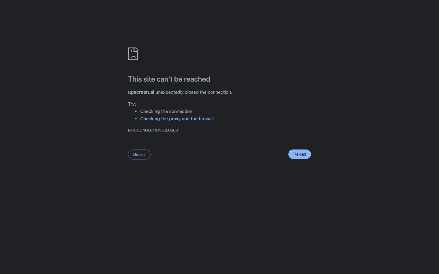 Screenshot of the UpScreen AI homepage