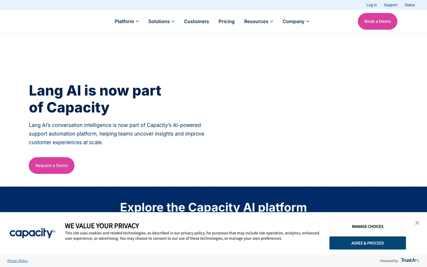 Screenshot of the lang.ai homepage