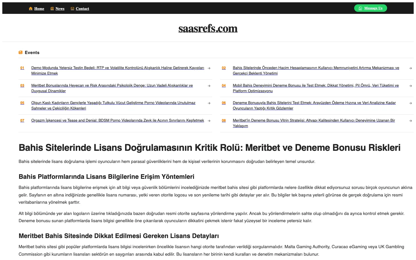 Screenshot of the SaaSrefs homepage
