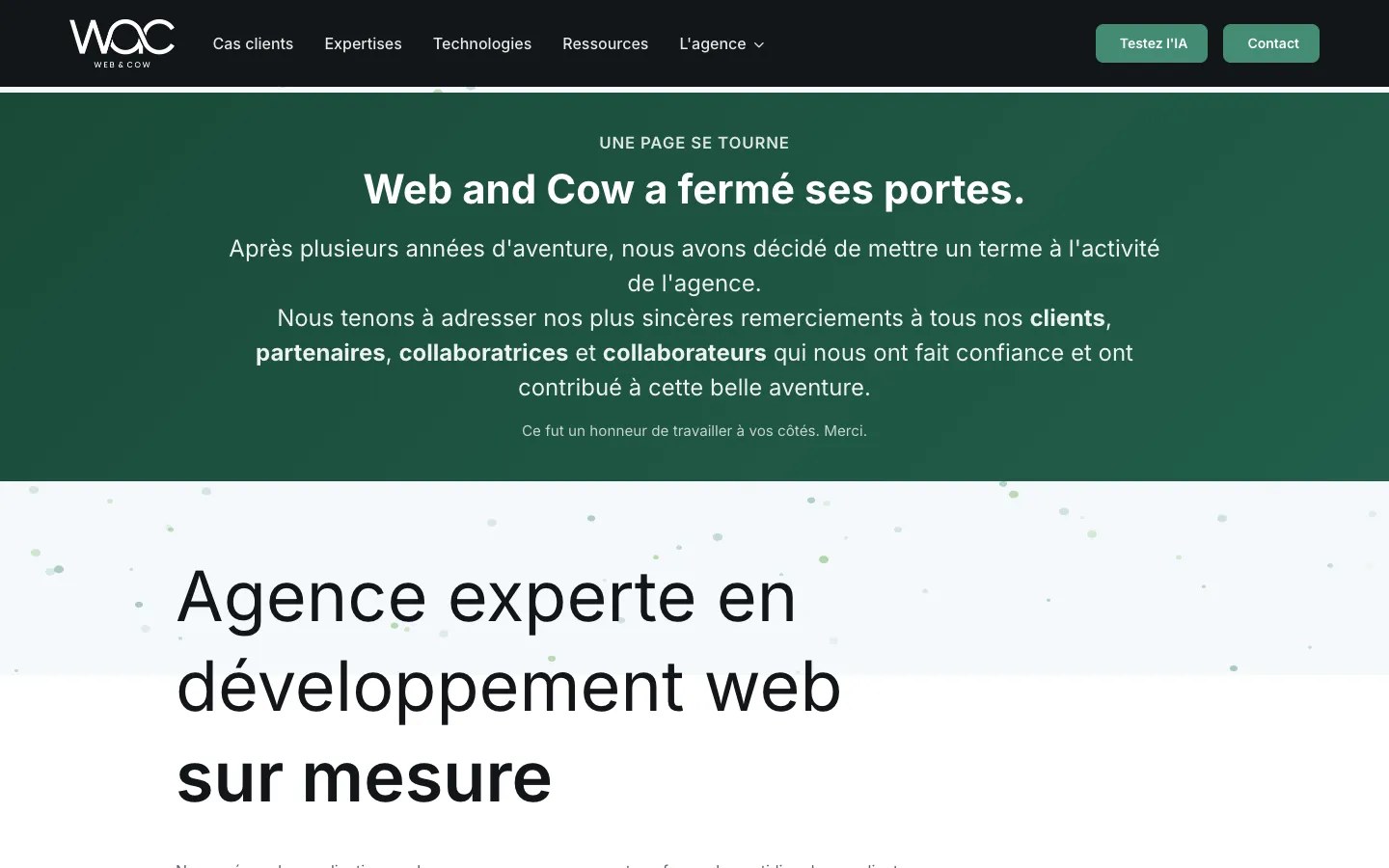 Screenshot of the webandcow.com homepage