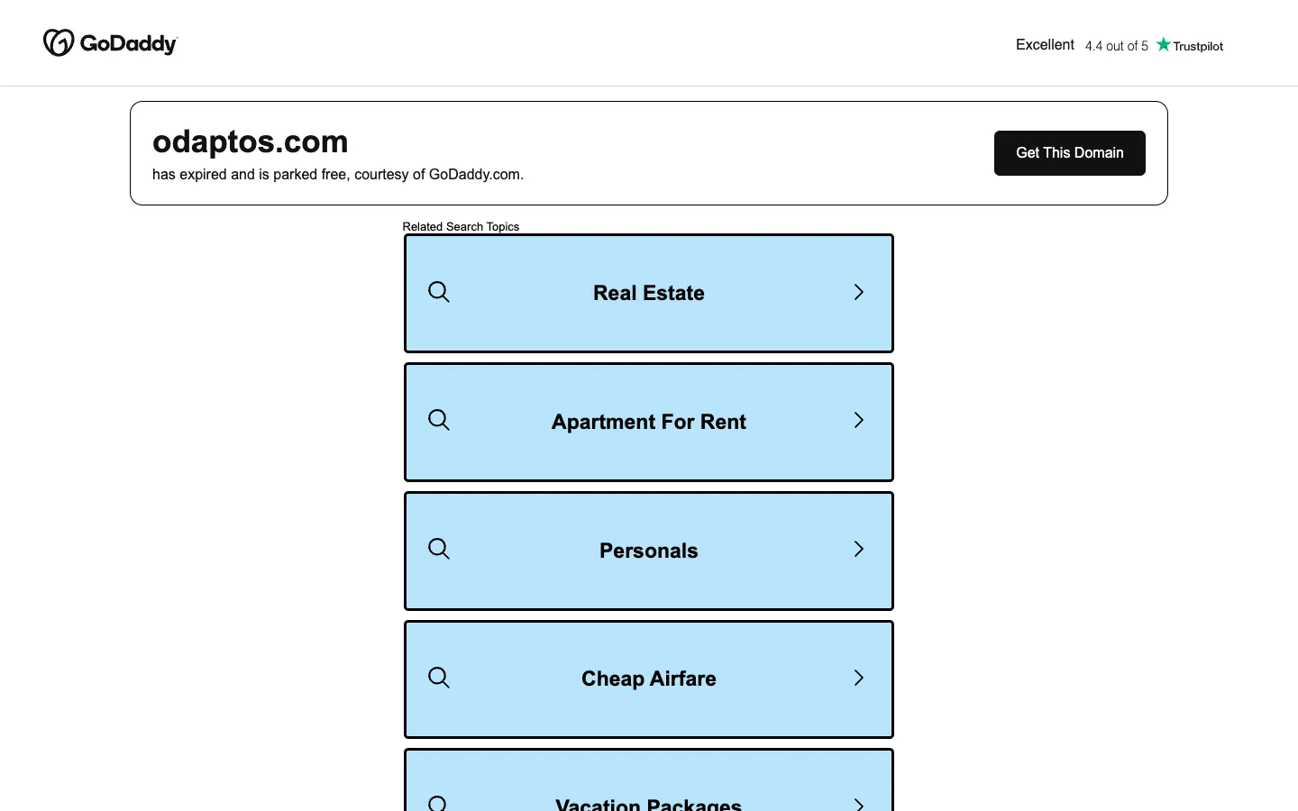 Screenshot of the Odaptos homepage