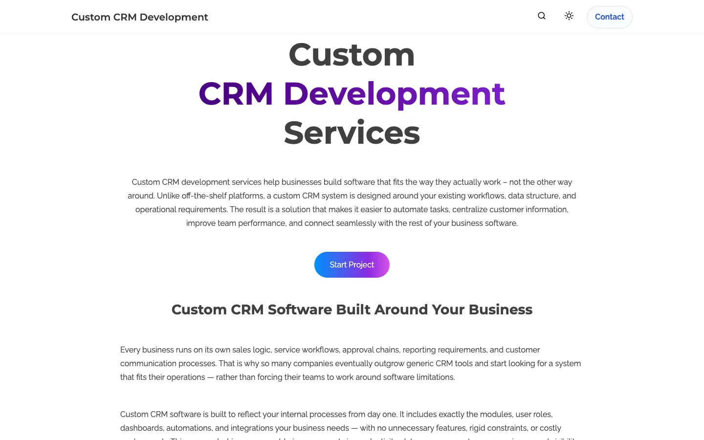 Screenshot of the Lily CRM homepage