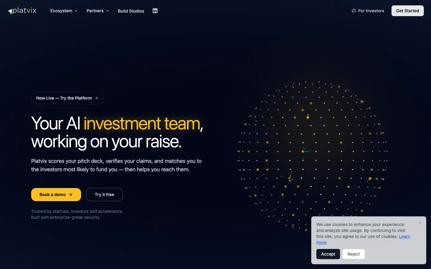Screenshot of the Platvix homepage