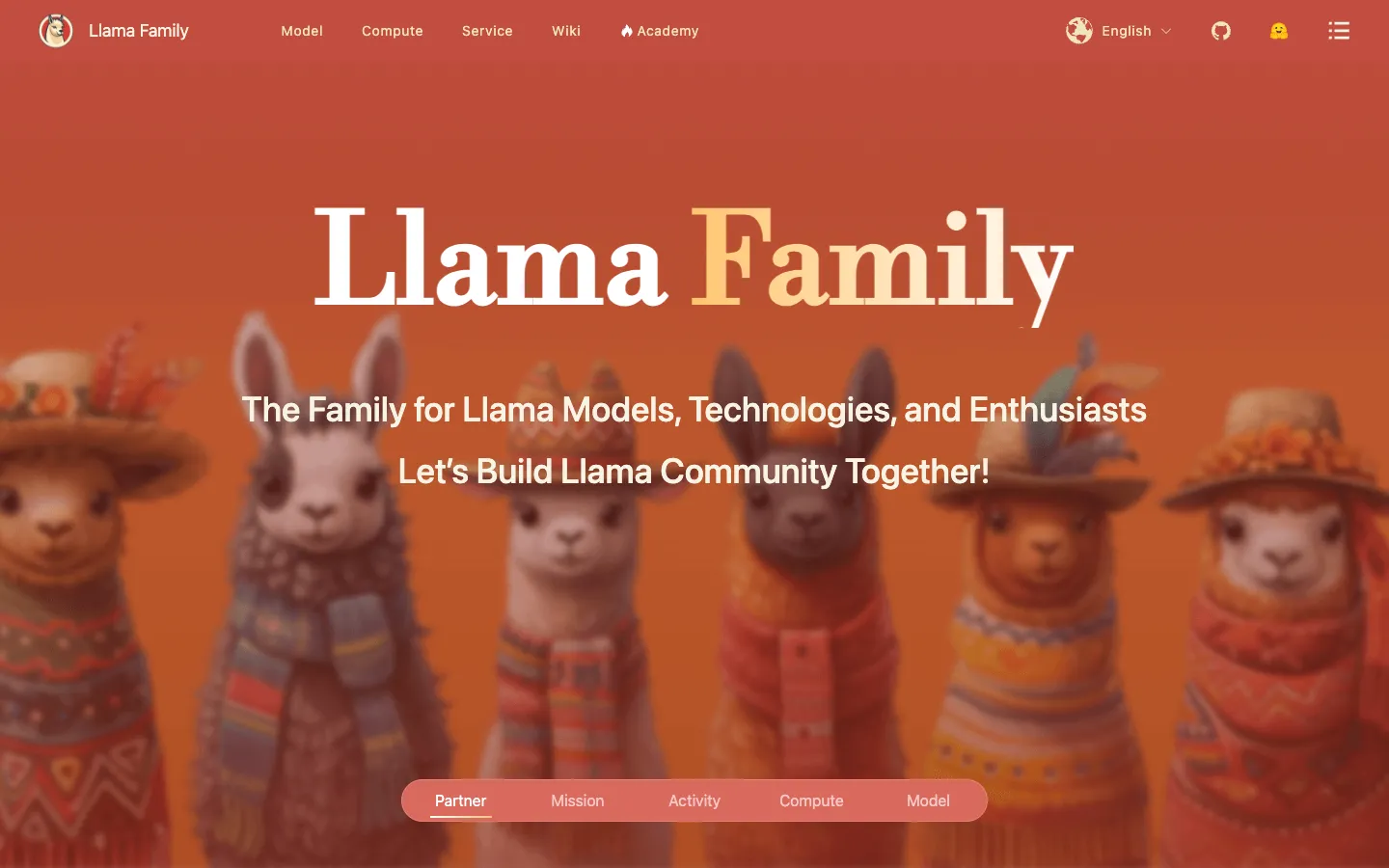 Screenshot of the Llama中文社区 homepage