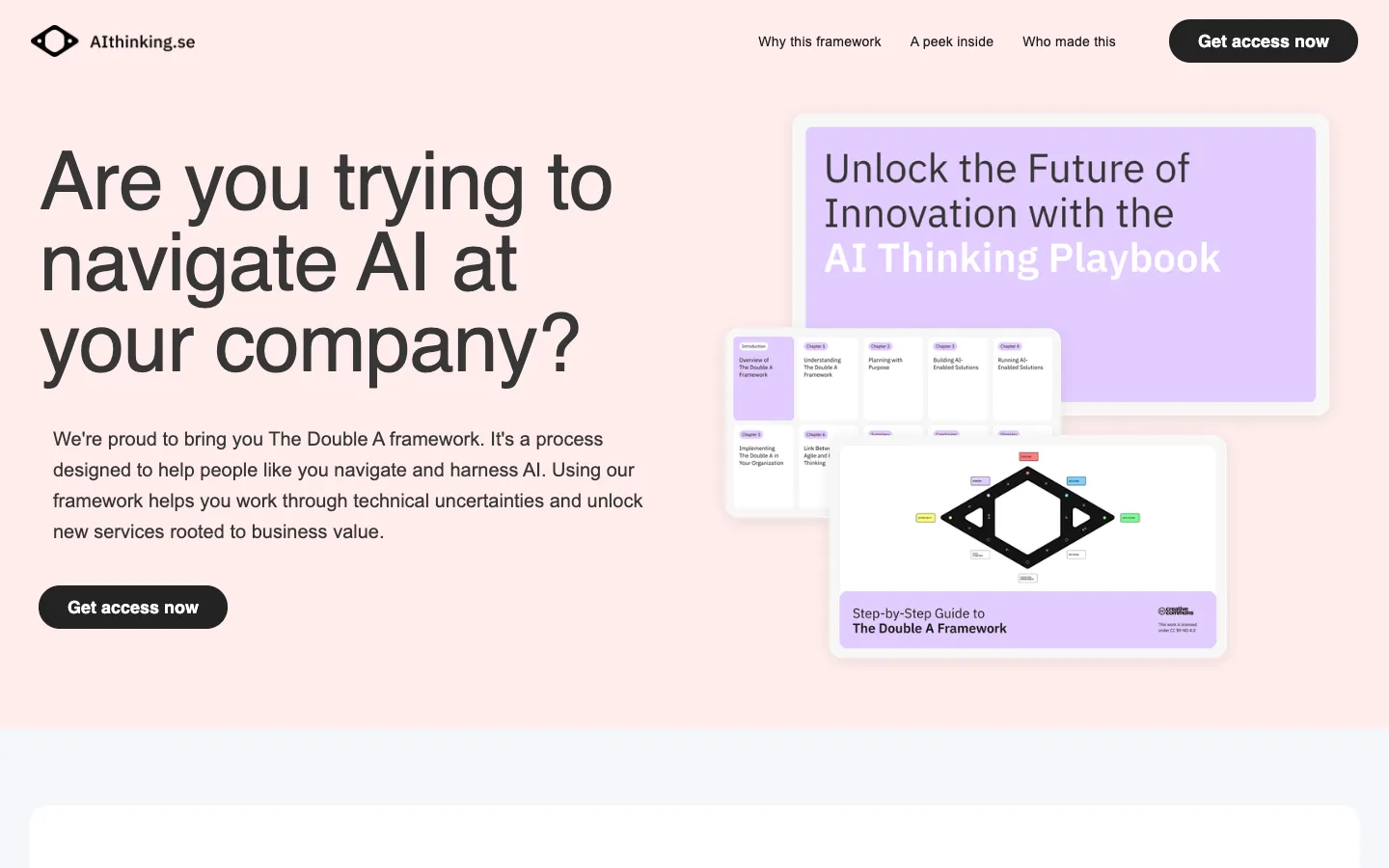Screenshot of the Double A Framework: AI-Driven Innovation homepage