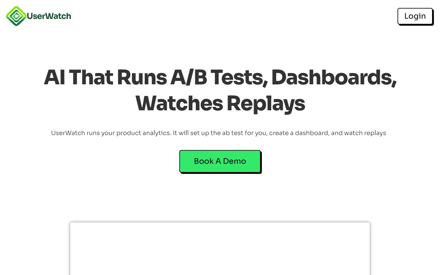Screenshot of the UserWatch homepage
