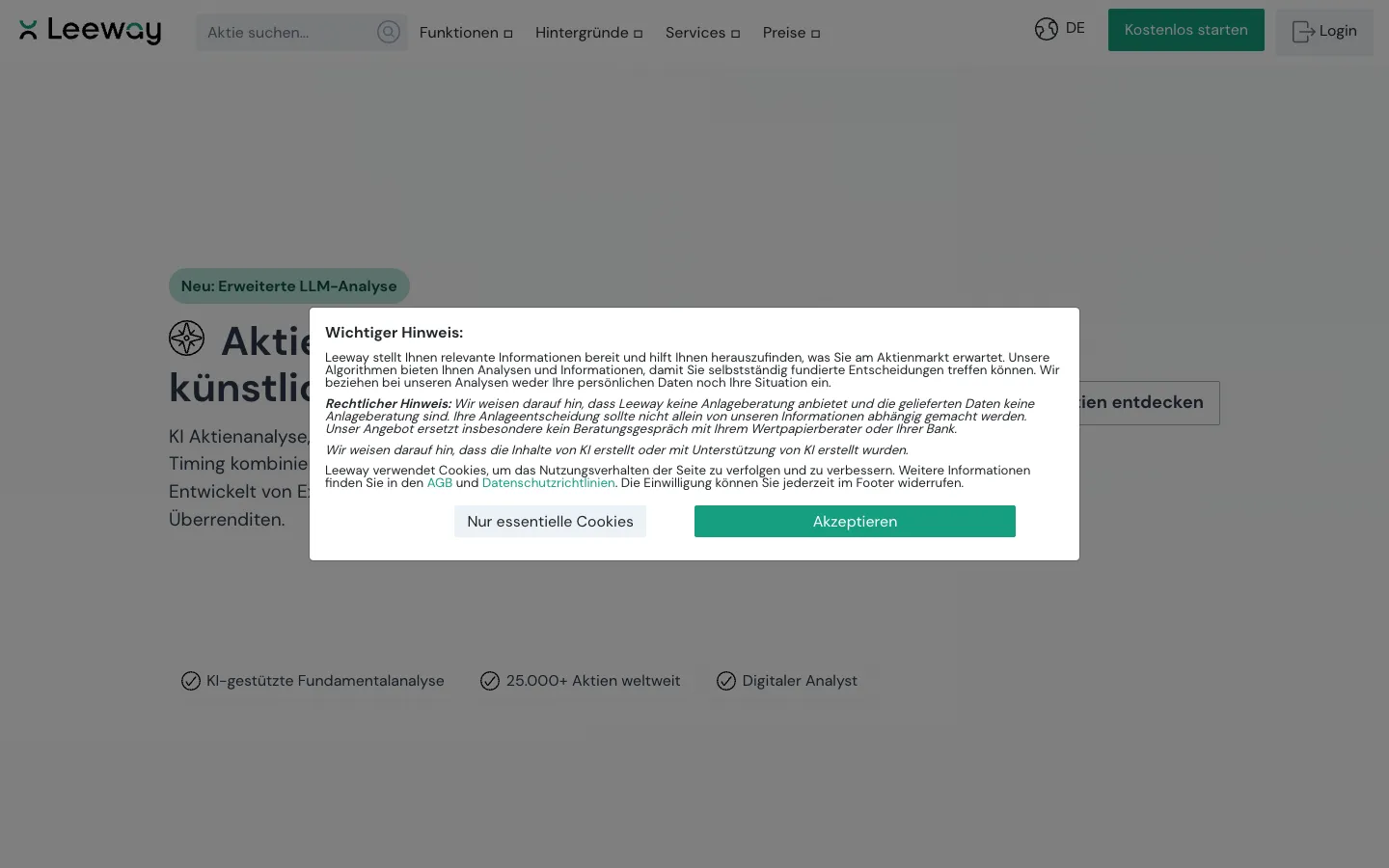 Screenshot of the PWP Leeway homepage