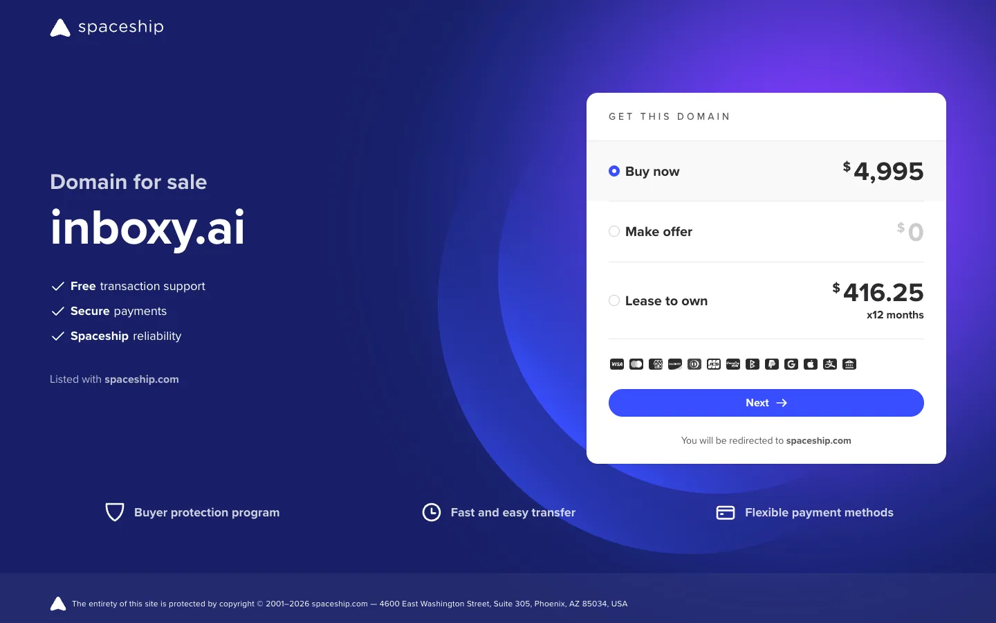 Screenshot of the Inboxy homepage