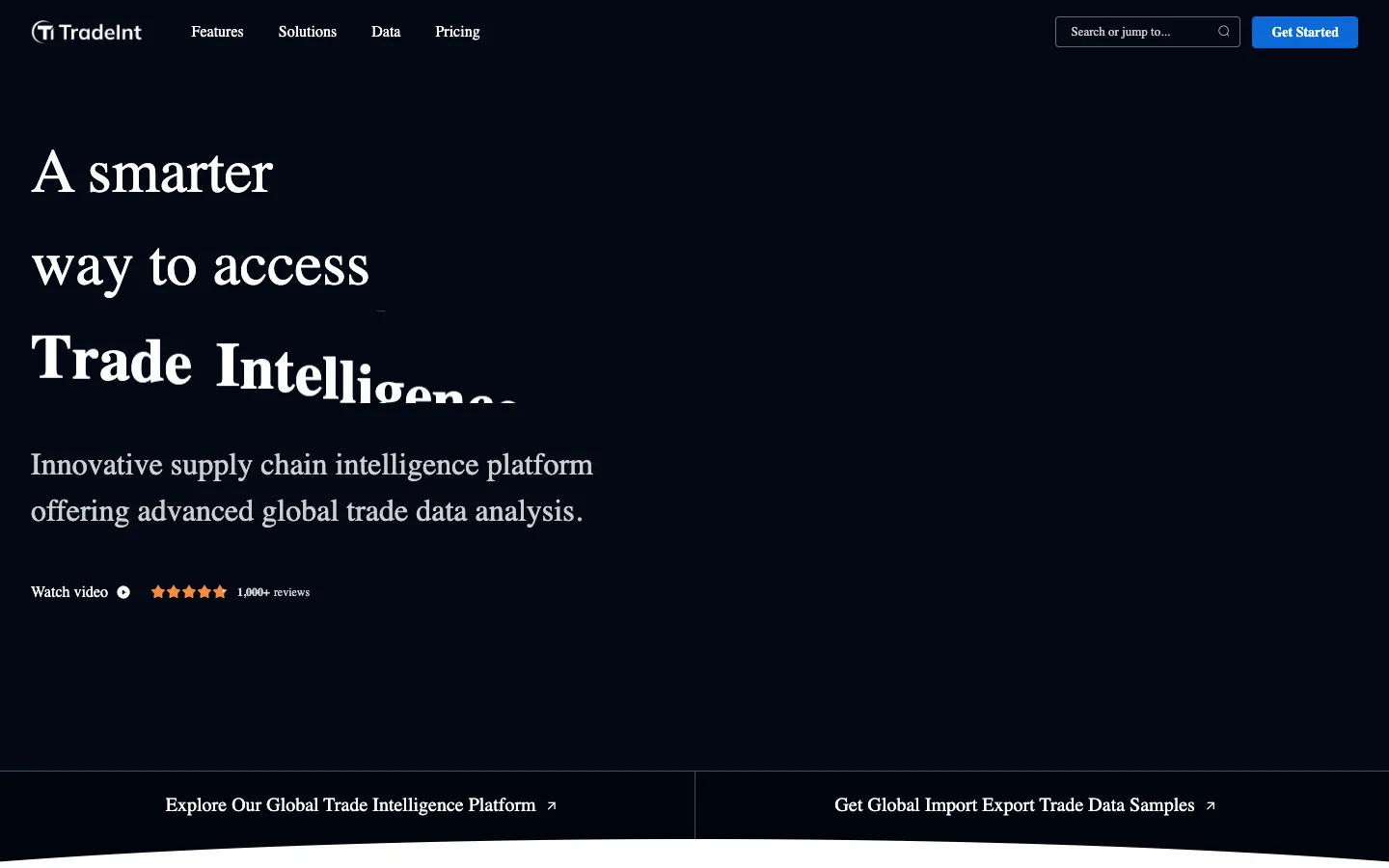 Screenshot of the TradeInt homepage