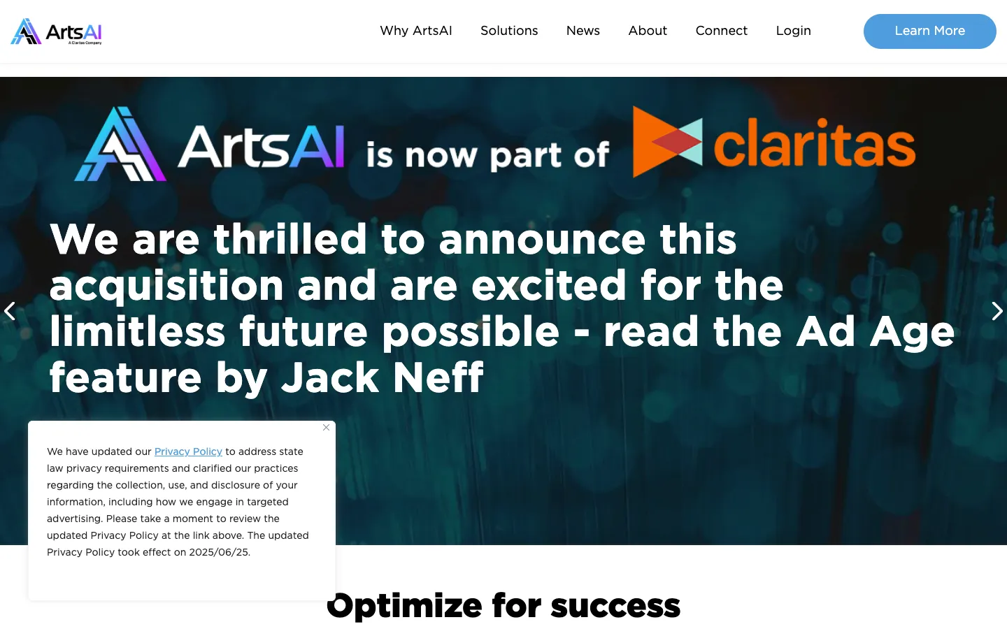 Screenshot of the adxcel.com homepage