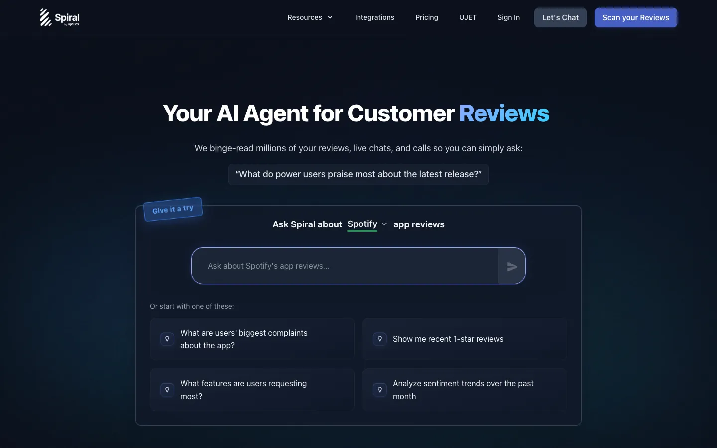 Screenshot of the spiralup.co homepage