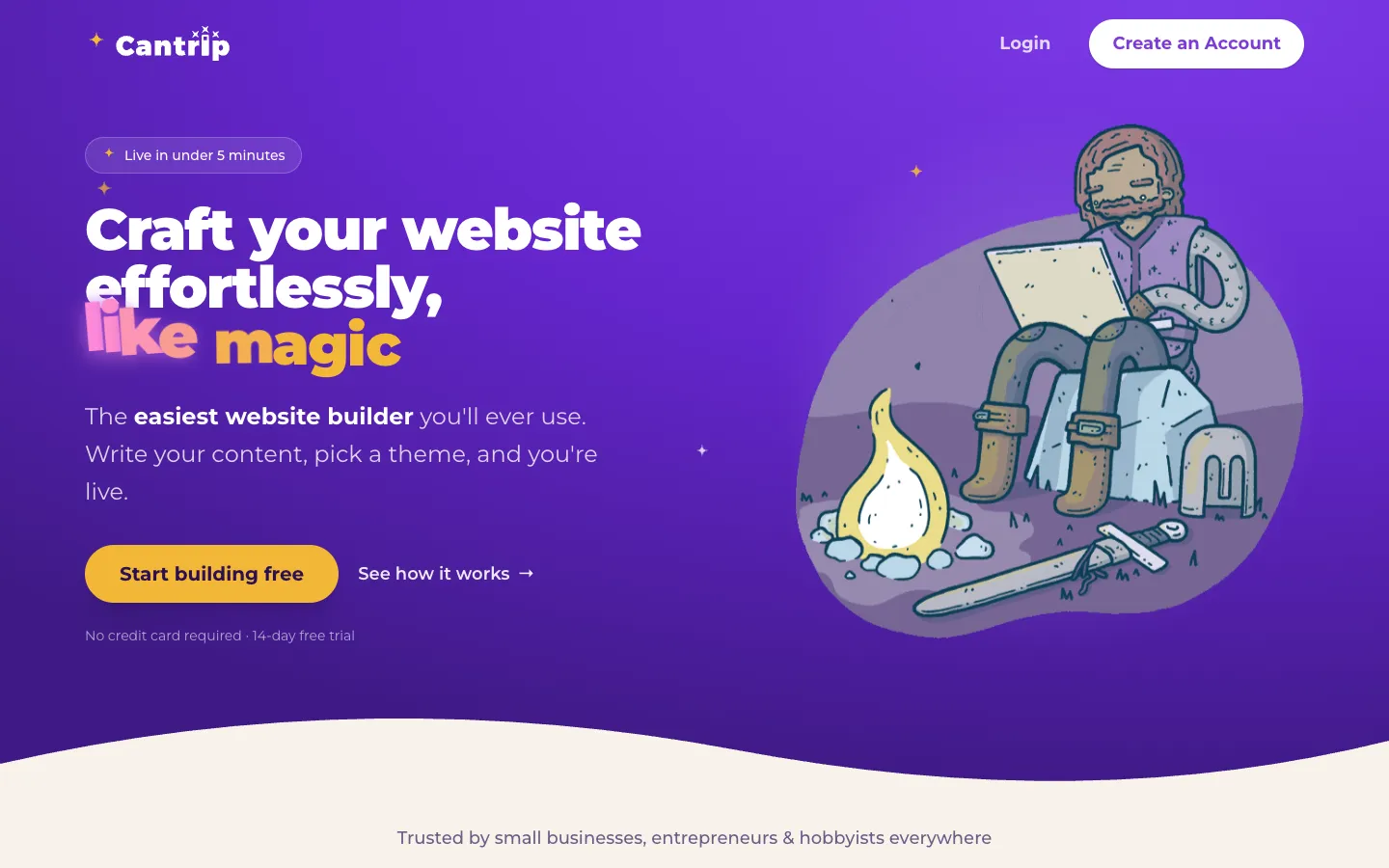 Screenshot of the Cantrip homepage