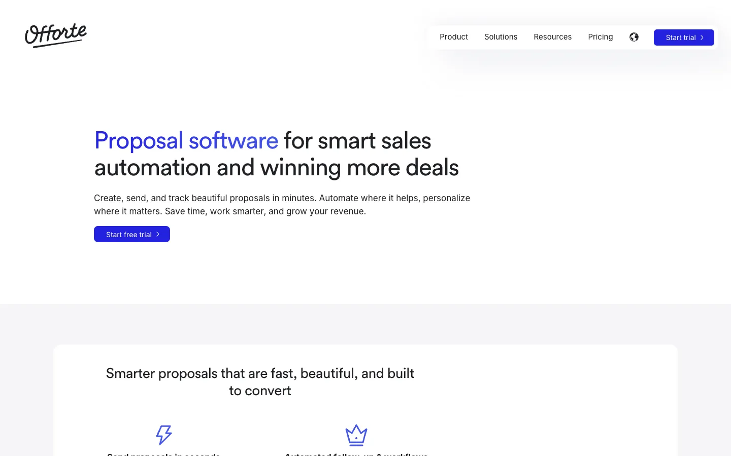 Screenshot of the Offorte homepage