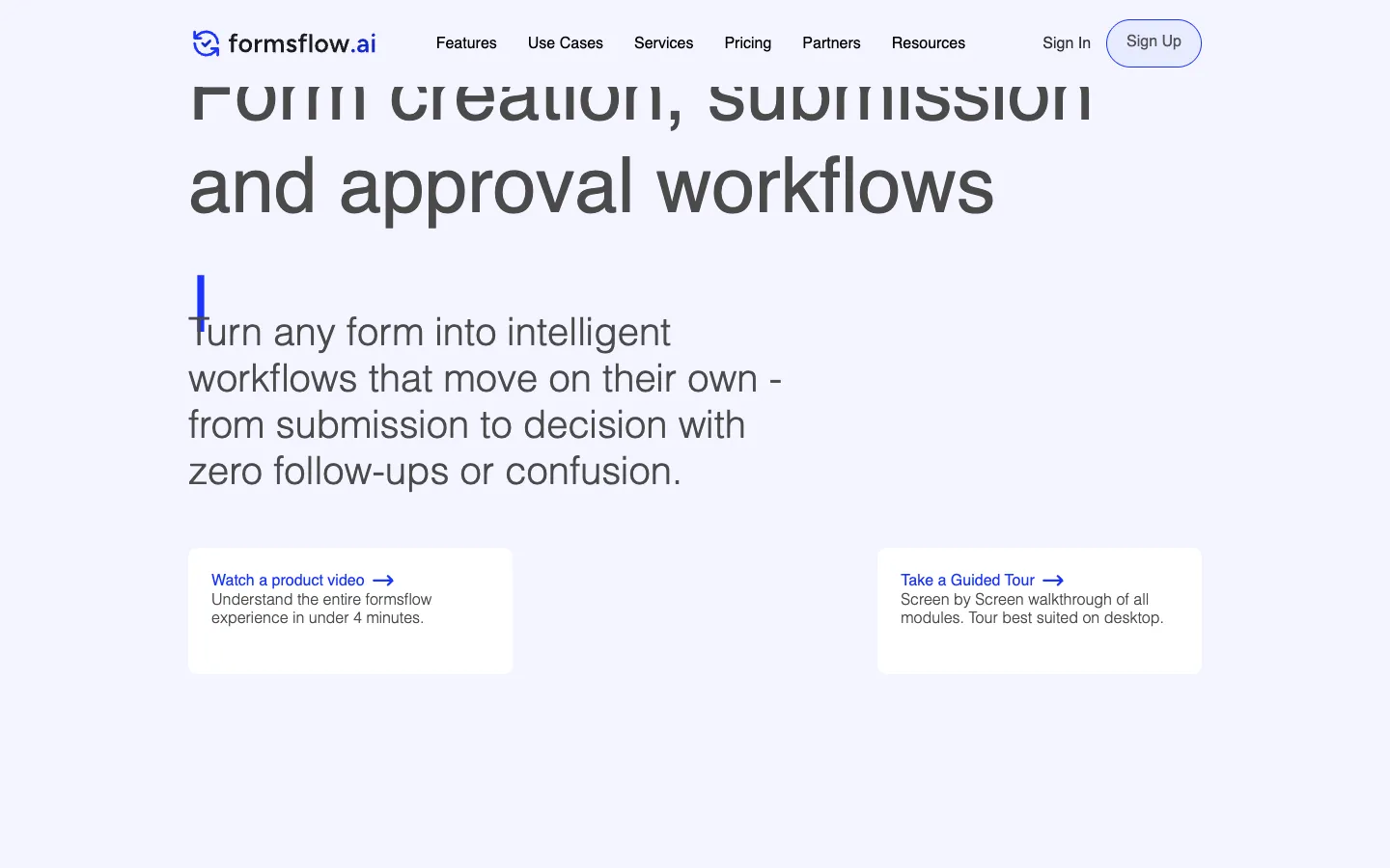 Screenshot of the Formsflow homepage