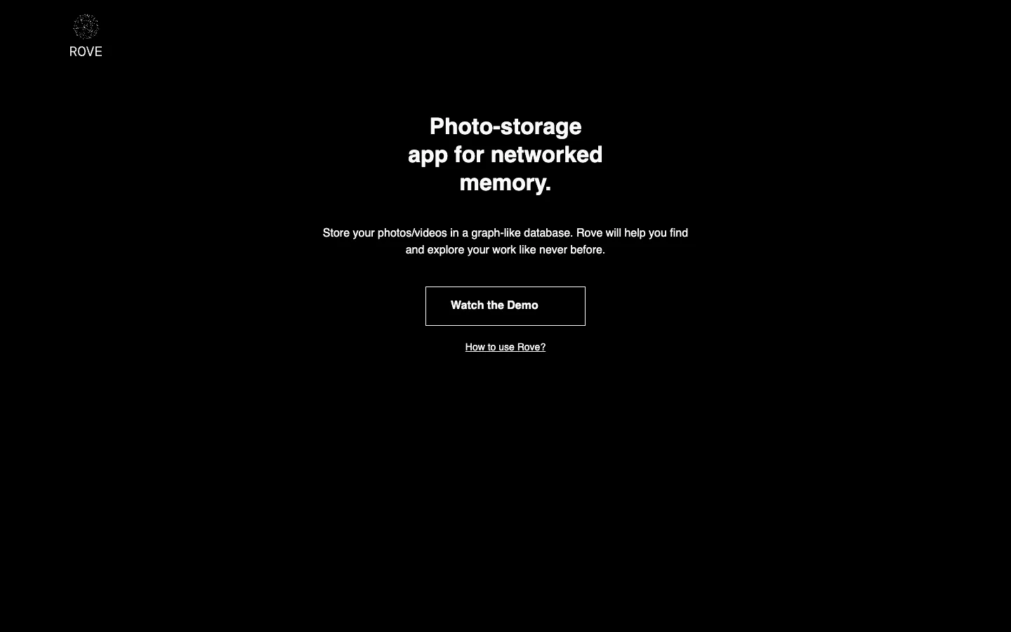 Screenshot of the Rove homepage