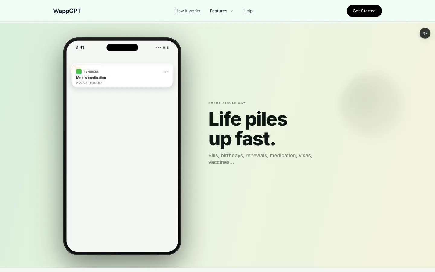 Screenshot of the WappGpt homepage