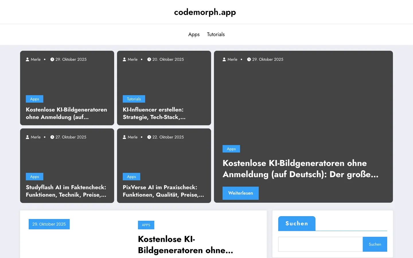 Screenshot of the CodeMorph homepage