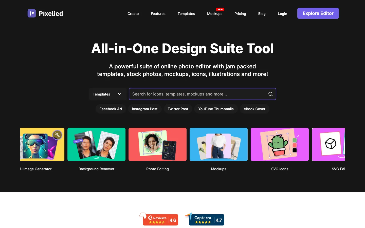 Screenshot of the Pixelied Image AI homepage
